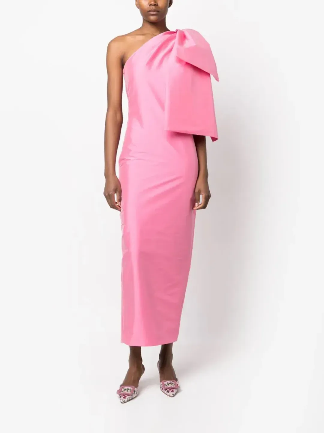 Bernadette Josselin Bow-Embellished Midi Dress Pink Size EU42 / AU 14 for rent on The Volte - main image