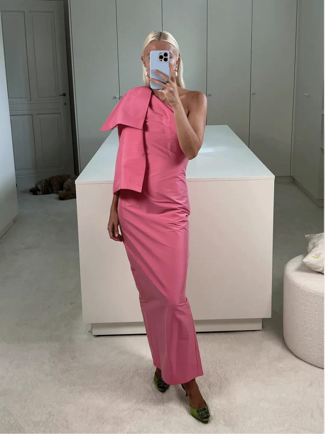 Bernadette Josselin Bow-Embellished Midi Dress Pink Size EU42 / AU 14 for rent on The Volte - main image