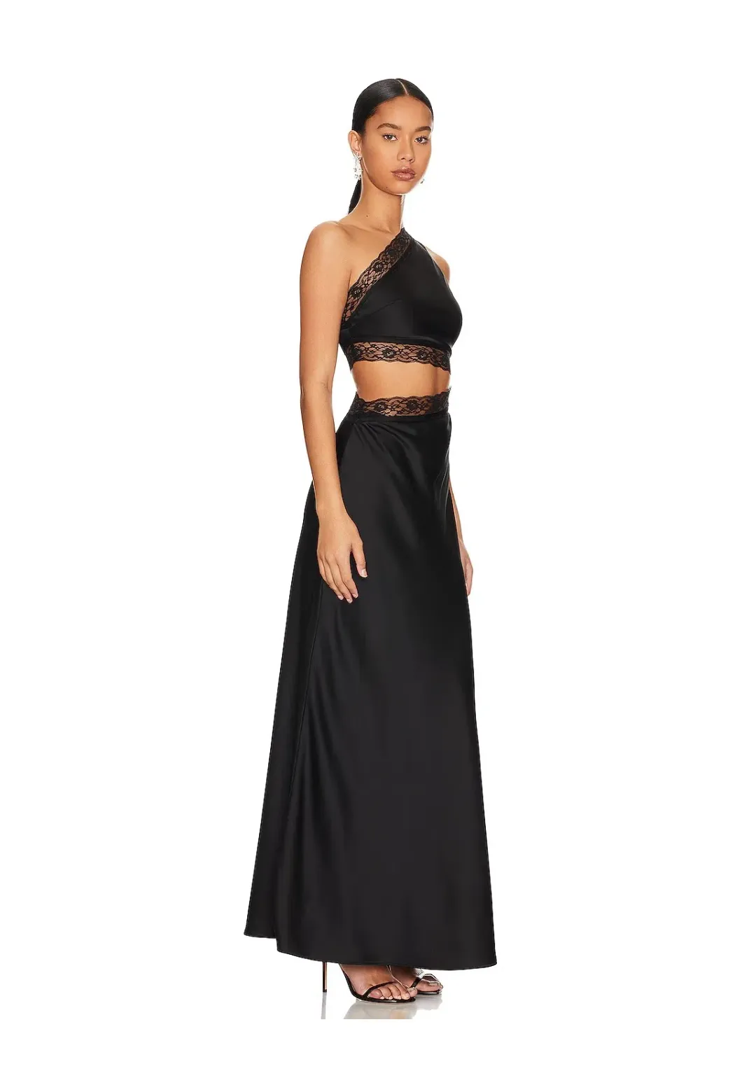 Misha Jillian Satin Dress Black Size 6/XS for rent on The Volte - main image