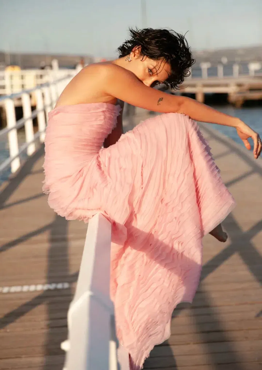 Aje Soundscape Maxi Dress Pink Size 8 for rent on The Volte - main image