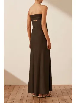 Shona Joy Corded Strapless Maxi Dress Brown Size AU 8 for rent on The Volte - image 3