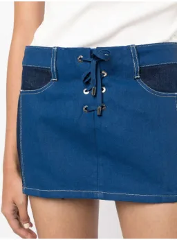 Dion Lee Lace-up Denim Mini Skirt Blue Size AU 8 for rent on The Volte - image 2