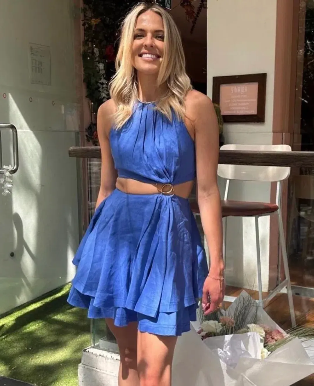 Aje Holt Cut Out Ring Mini Dress Marine Blue Size 10 for rent on The Volte - main image
