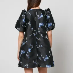 Ganni Floral-Jacquard Mini Dress Black Print Size AU 12 for rent on The Volte - image 3