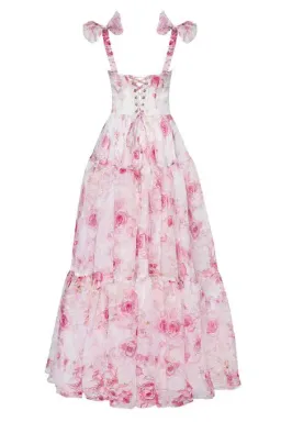 Milla Pink Peony Tenter Floral Maxi Tie-up Dress Floral Size 4  for rent on The Volte - image 4