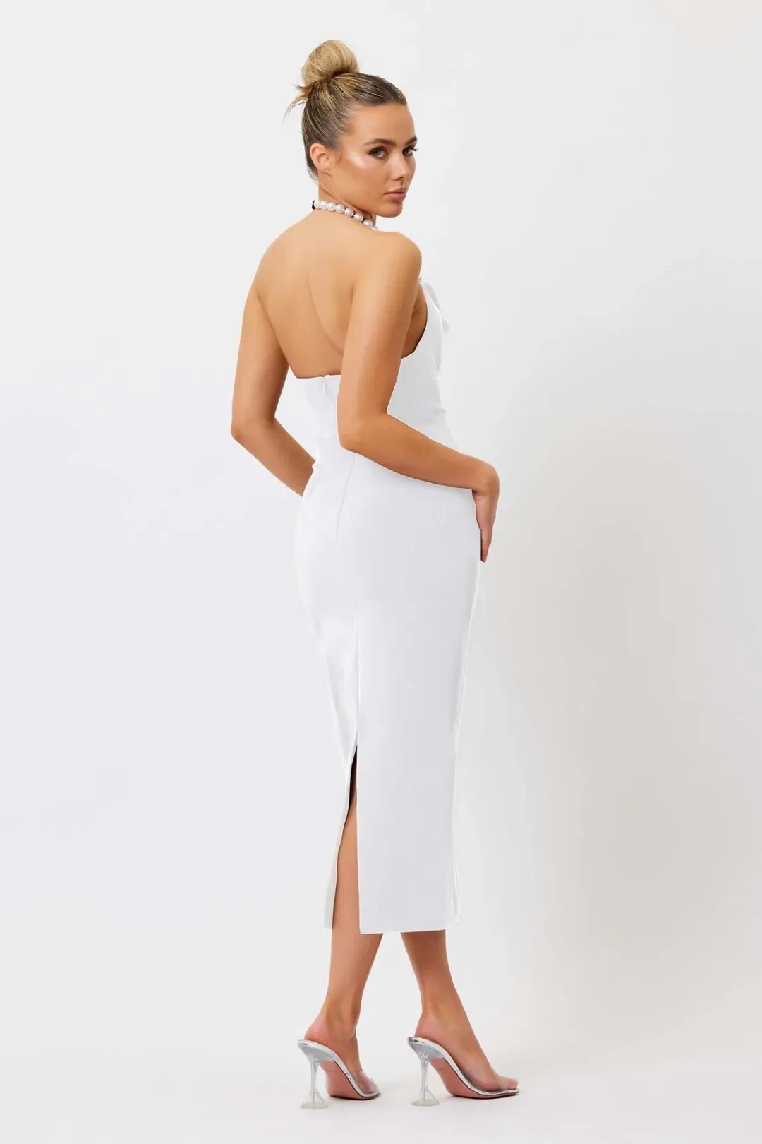Bianca And Bridgett Mia Pearl Midi Dress White Size 4  for rent on The Volte - main image
