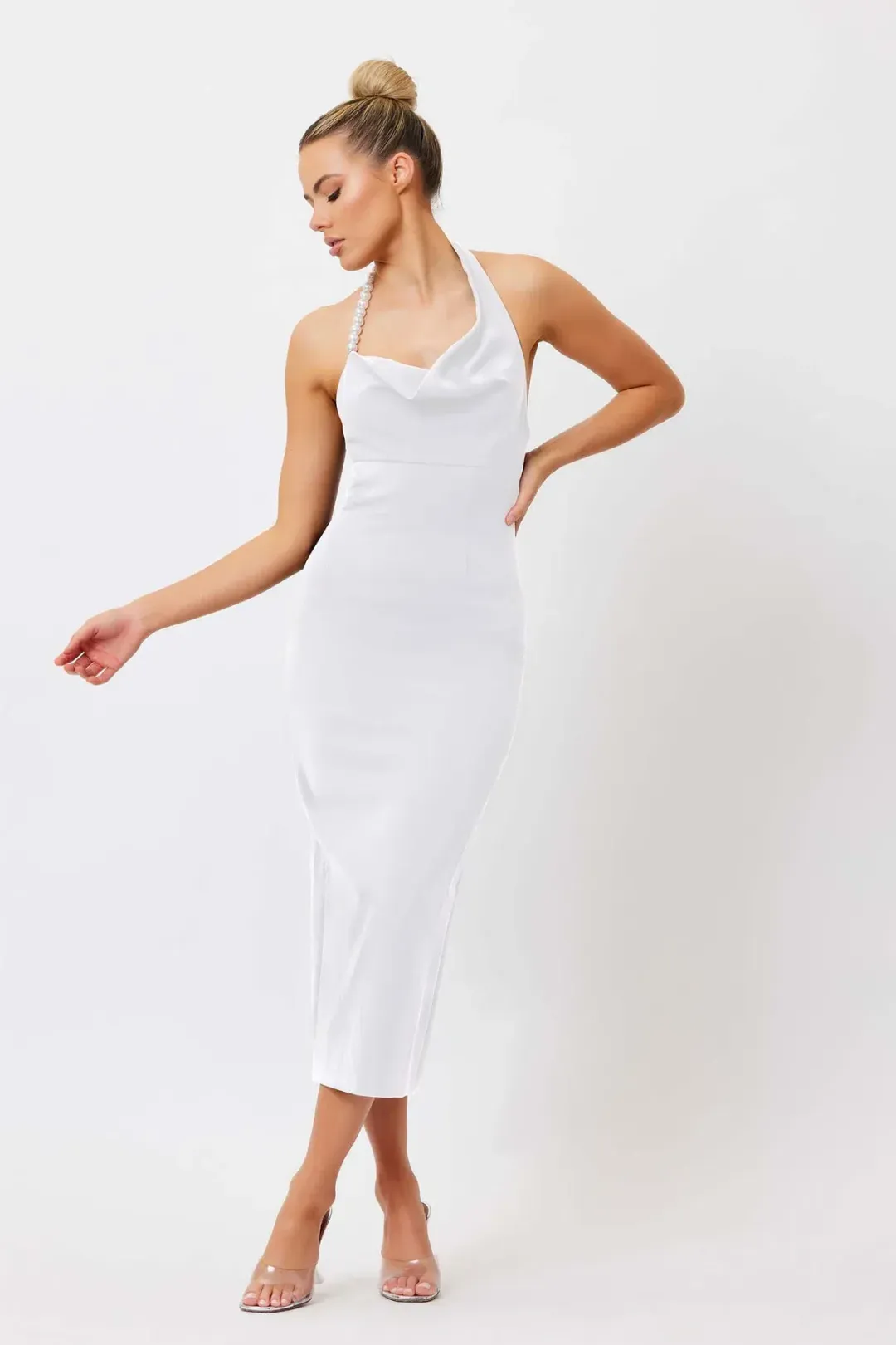 Bianca And Bridgett Mia Pearl Midi Dress White Size 4  for rent on The Volte - main image