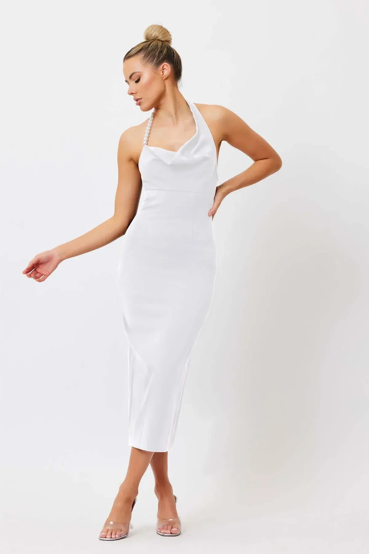 Bianca And Bridgett Mia Pearl Midi Dress White Size 4  for rent on The Volte - main image