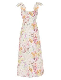 Zimmermann The Harmony Tie Shoulder Midi Dress in Kaleidoscope Garden Size 0 / AU 8 for rent on The Volte - image 4