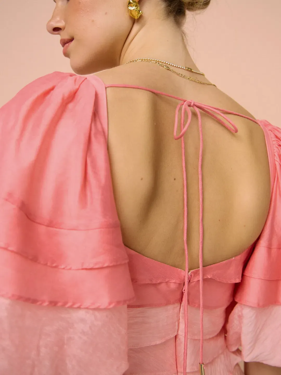 Acler Kirton Mini Dress in Peal Pink Mix Size 8 for rent on The Volte - main image