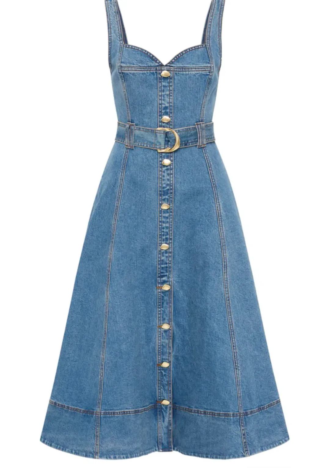 AJE Clay Denim Midi Dress 90's Wash Size 14  for rent on The Volte - main image