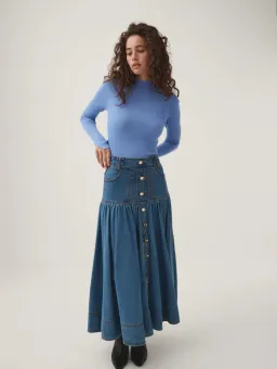 Aje Belmond Denim Midi Skirt 90's Wash Size 16 for rent on The Volte - image 1
