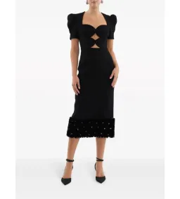 Rebecca Vallance Elaine Midi Dress Black Size 8 for rent on The Volte - image 1