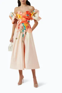 Leo Lin Maevis Midi Dress Euphoria Floral Print Size 10 for rent on The Volte - image 2