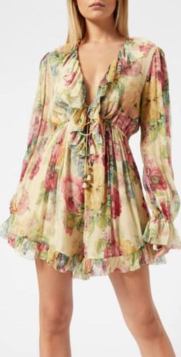 Zimmermann Melody Floating Playsuit Taupe Floral Size 6 for rent on The Volte - image 4