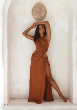 Sonya Moda Nour Maxi Dress in Bronze Shimmer Size  8 for rent on The Volte - image 2