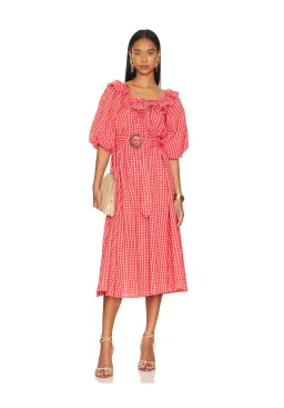 Spell Strawberry Fields Midi Dress Pink Size L/ AU 12 for rent on The Volte - image 1