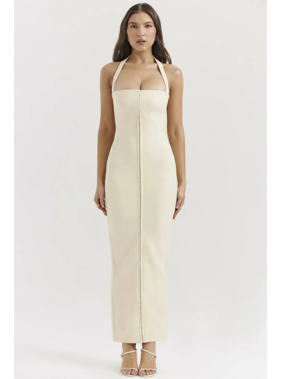 House Of CB Mia Halter Maxi Dress Yellow Size AU 8 for rent on The Volte - main image