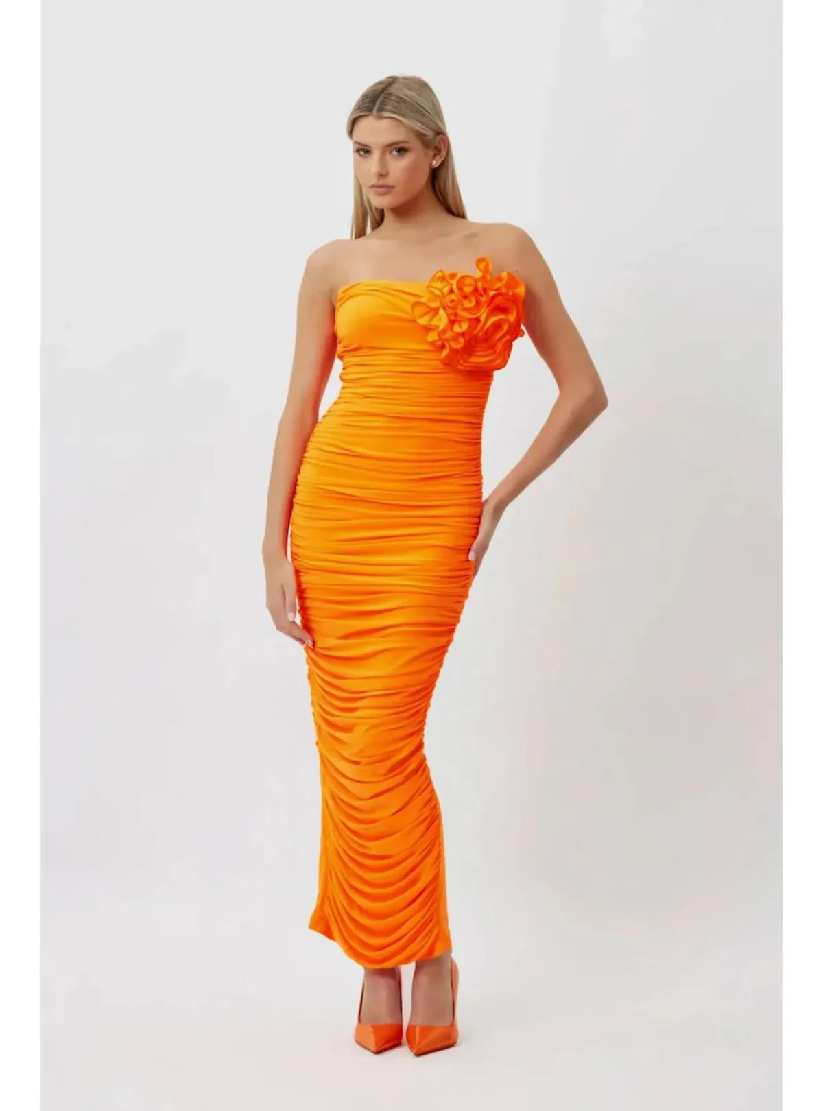 Bianca & Bridgett Tara Gown Orange Size AU 12 for rent on The Volte - main image