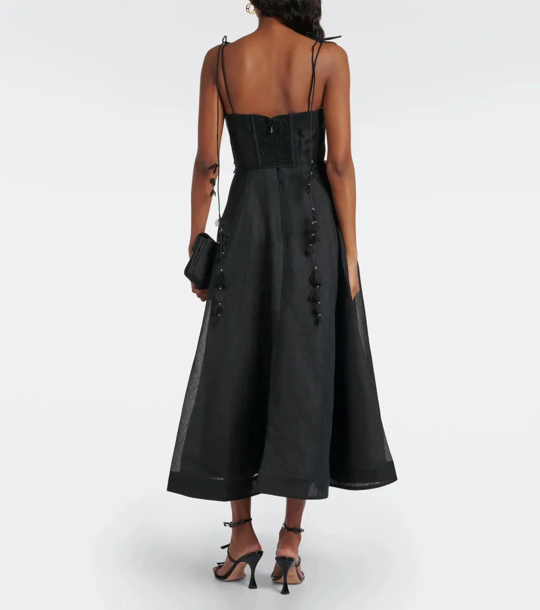 Zimmermann Natura Midi Corset Dress Black Size 1 / AU 10 for rent on The Volte - main image