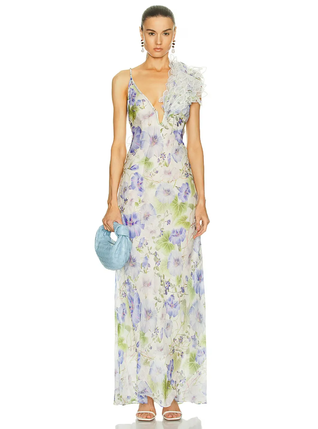 Zimmermann Natura Feather Slip Gown In Blue Floral Size 0 / AU 8 for rent on The Volte - main image