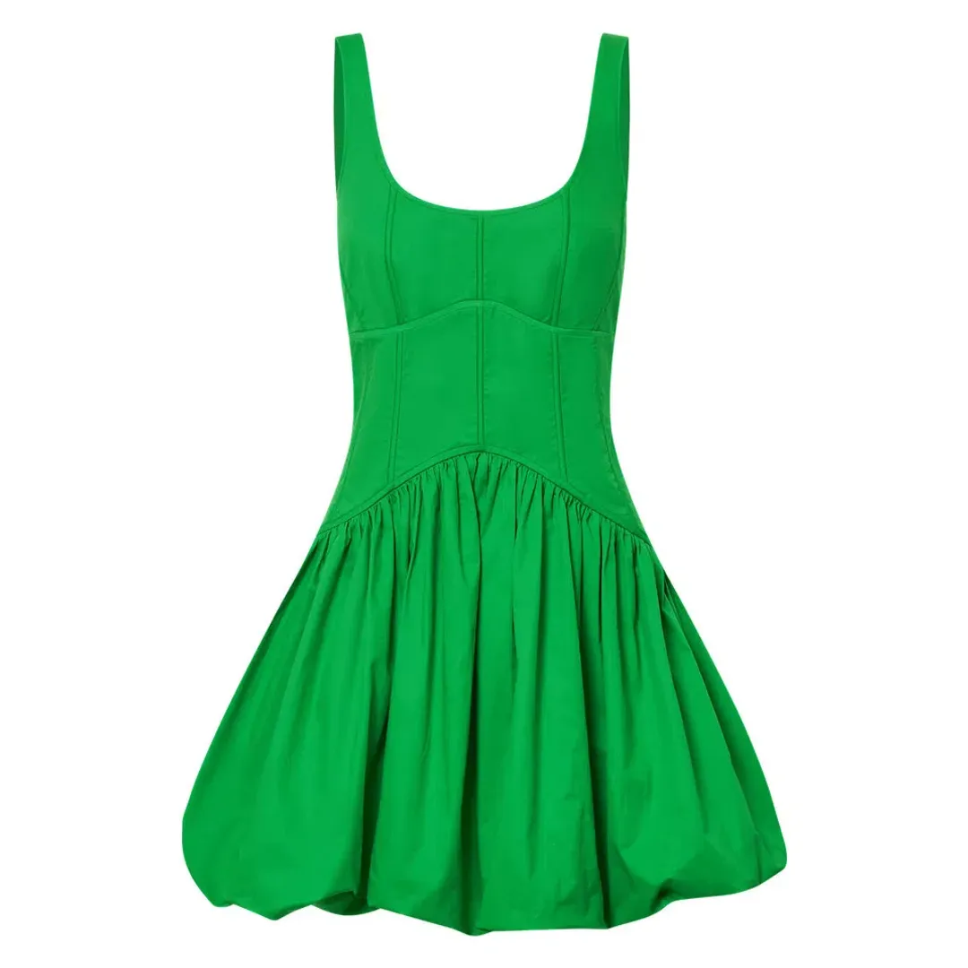 Oroton Short Tie Back Bow Dress Jewel Green Size 8 for rent on The Volte - main image