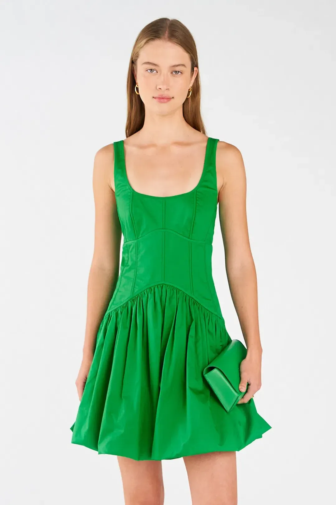 Oroton Short Tie Back Bow Dress Jewel Green Size 8 for rent on The Volte - main image
