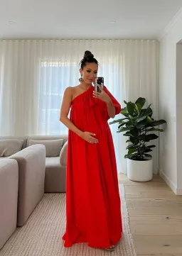 Oroton One Shoulder Bow Maxi Dress True Red 14 for rent on The Volte - image 8