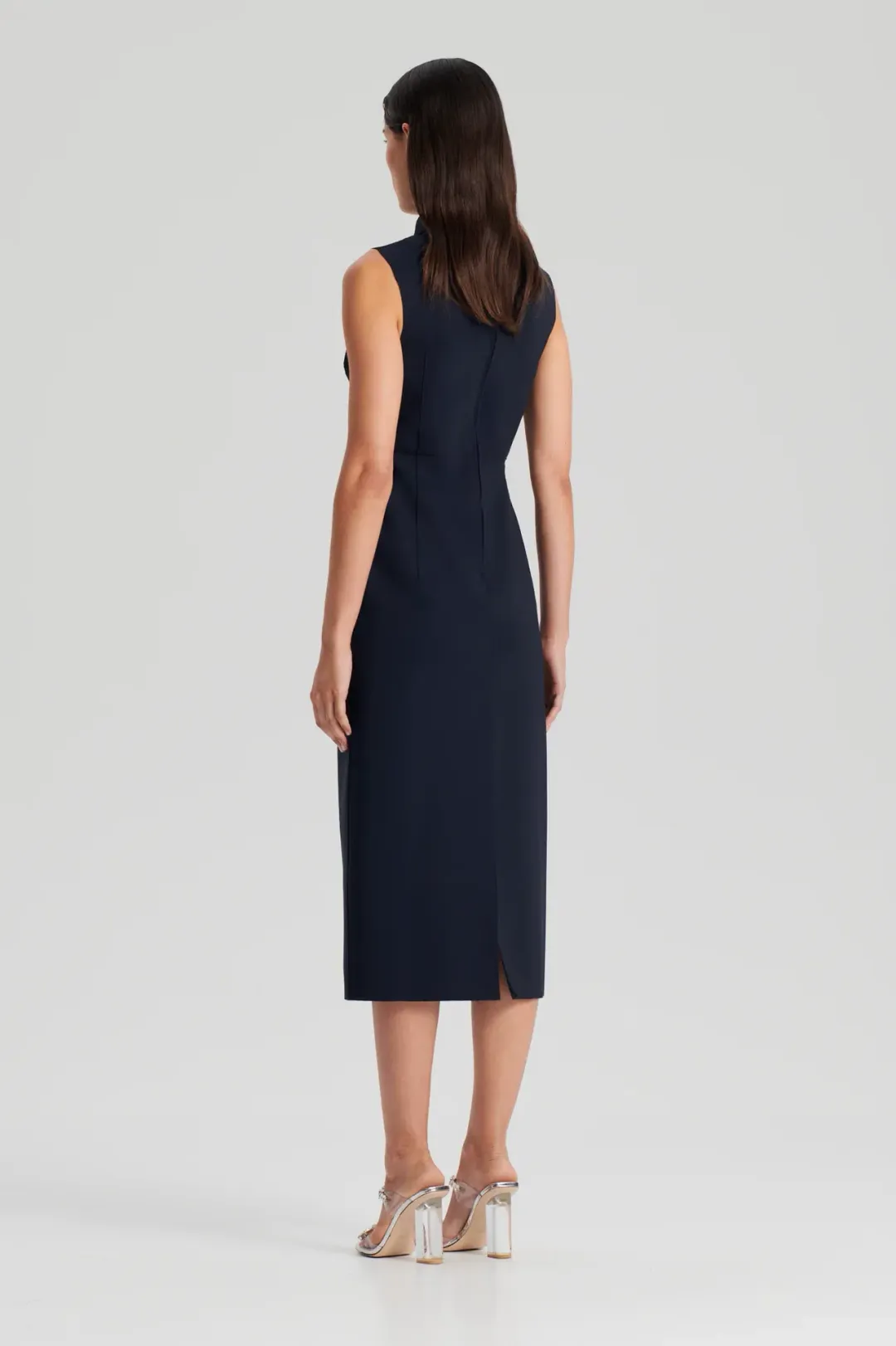 Scanlan Theodore Scuba Pencil Midi Dress Navy Size 10 for rent on The Volte - main image