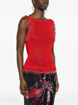 Paris Georgia Fringe Knit Top Red Size S / AU 8 for rent on The Volte - image 4