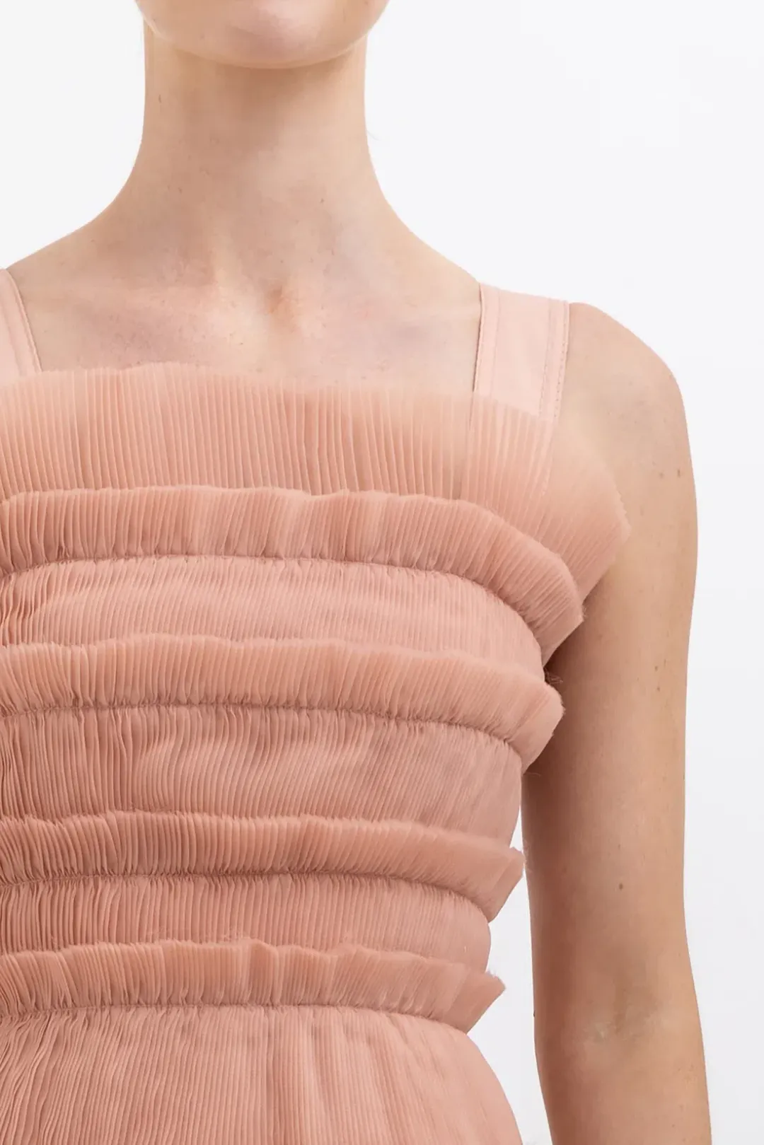Aje Jacinto Pleated Mini Dress Nude Pink Size 10 for rent on The Volte - main image
