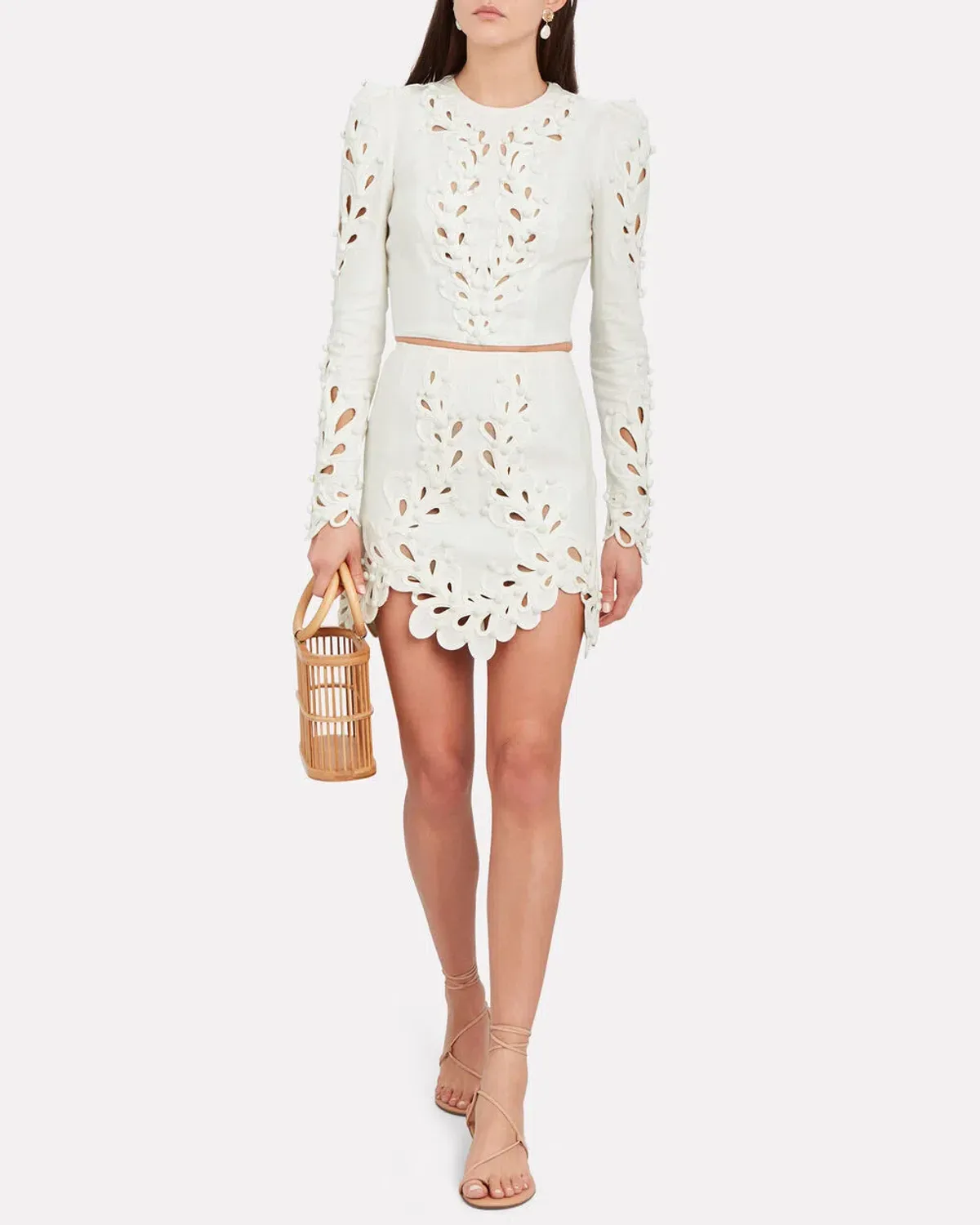 Zimmermann Brightside Rouleaux Mini Skirt Ivory Size 2 / AU 12  for rent on The Volte - main image