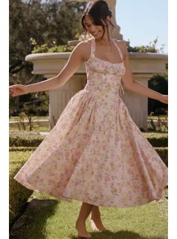 House Of CB Adabella Halter Midi Sundress Meadow Print Size M / 10 for rent on The Volte - image 5
