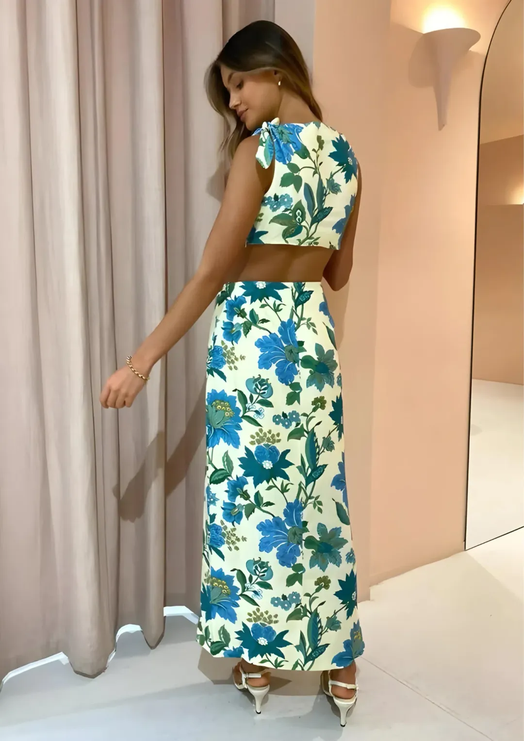 Sir the Label Alexandre Tie Midi Dress in Marguerite Floral Print Size 1 / AU 8 for rent on The Volte - main image