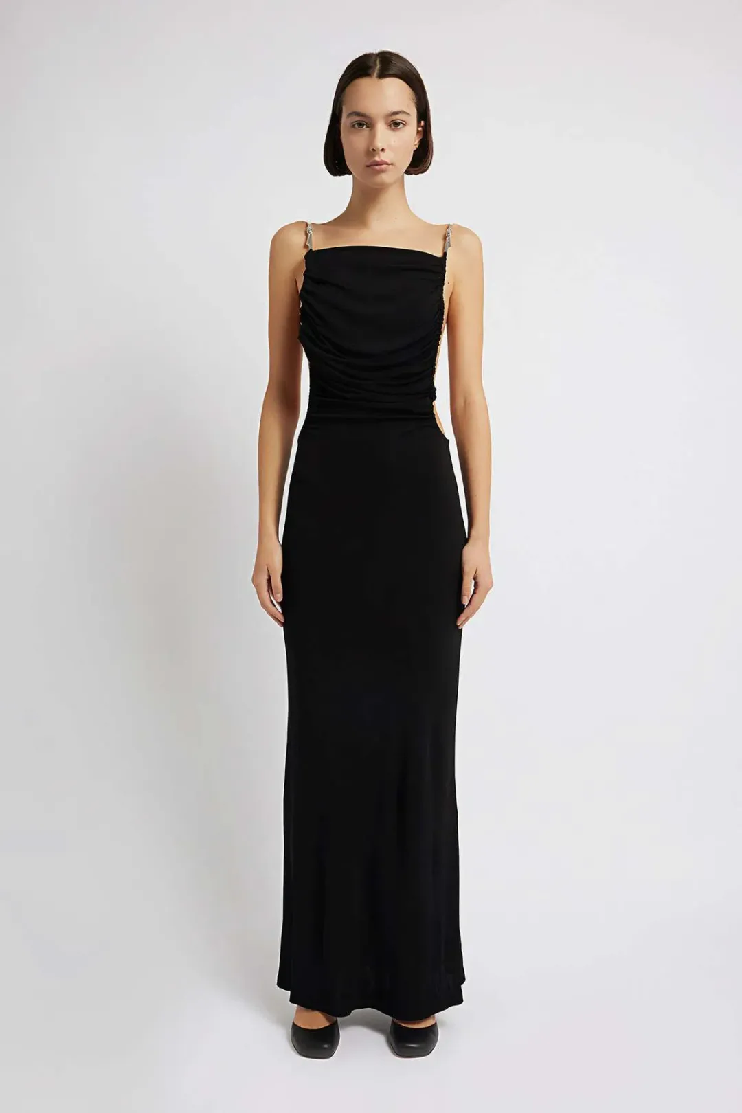 Christopher Esber Sculpted Strap Negative Space Cami Dress Black Size 14 AU for rent on The Volte - main image