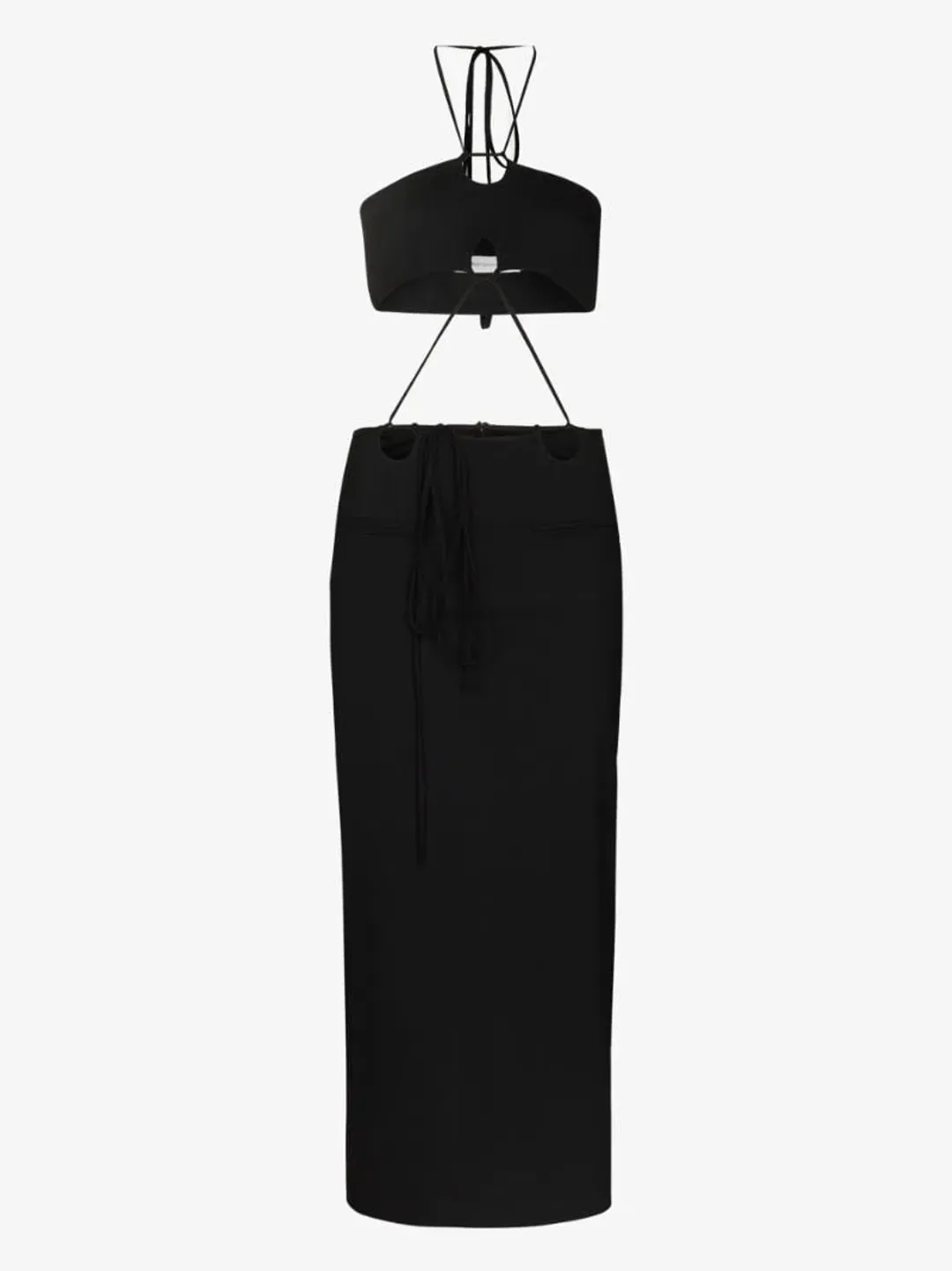 Christopher Esber  Disconnect Halter Tie Dress Black Size 14 AU for rent on The Volte - main image