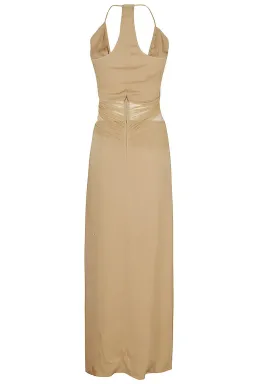 Christopher Esber Tulle Panel Back Halter Dress Tannin  Size 4 AU for rent on The Volte - image 2