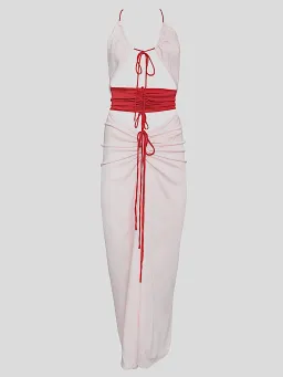 Christopher Esber Multi Panel Disconnect Ruched Halter Dress  Rose Quartz Size 12 AU for rent on The Volte - image 4