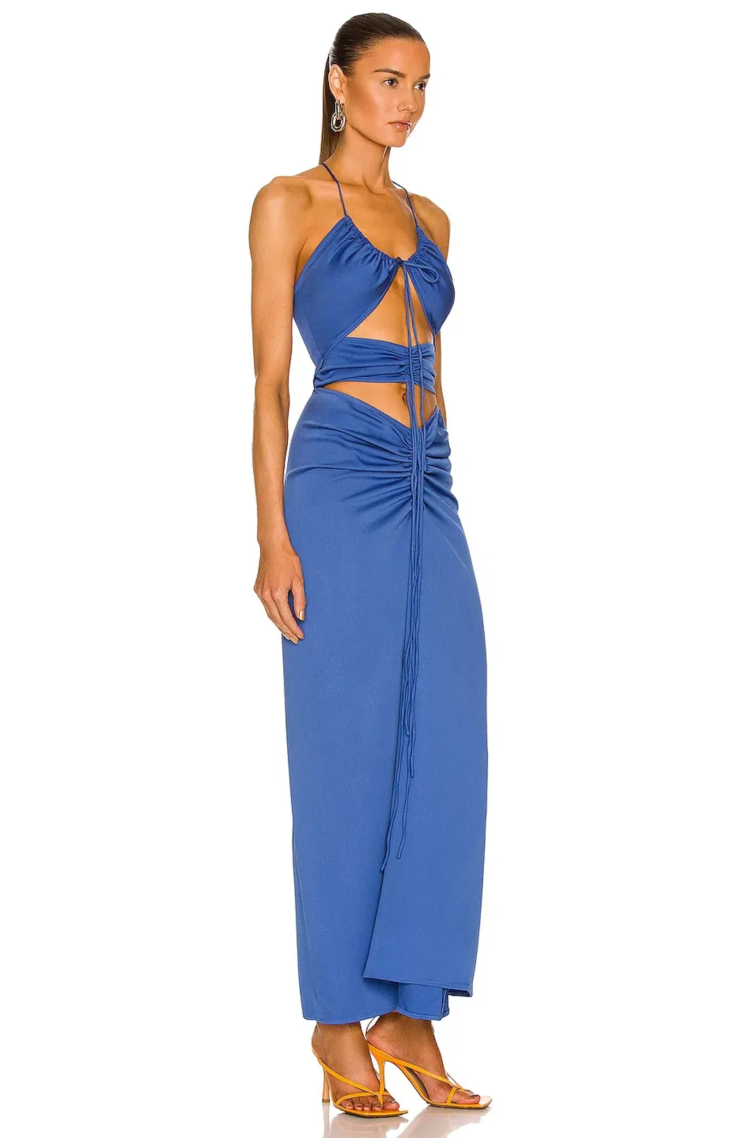 Christopher Esber  Multi Panel Disconnect Ruched Halter Dress Lapis Size 12 AU for rent on The Volte - main image