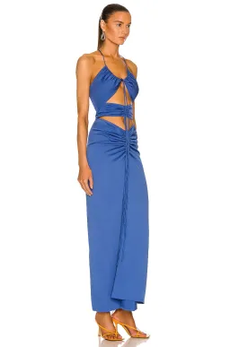 Christopher Esber  Multi Panel Disconnect Ruched Halter Dress Lapis Size 12 AU for rent on The Volte - image 2
