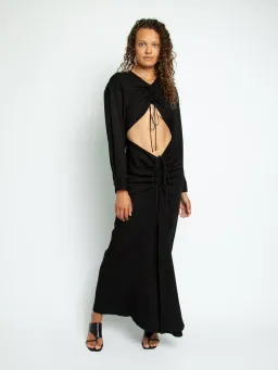 Christopher Esber  Ruched Disconnect Shirt Dress Black Size 12 AU for rent on The Volte - image 1