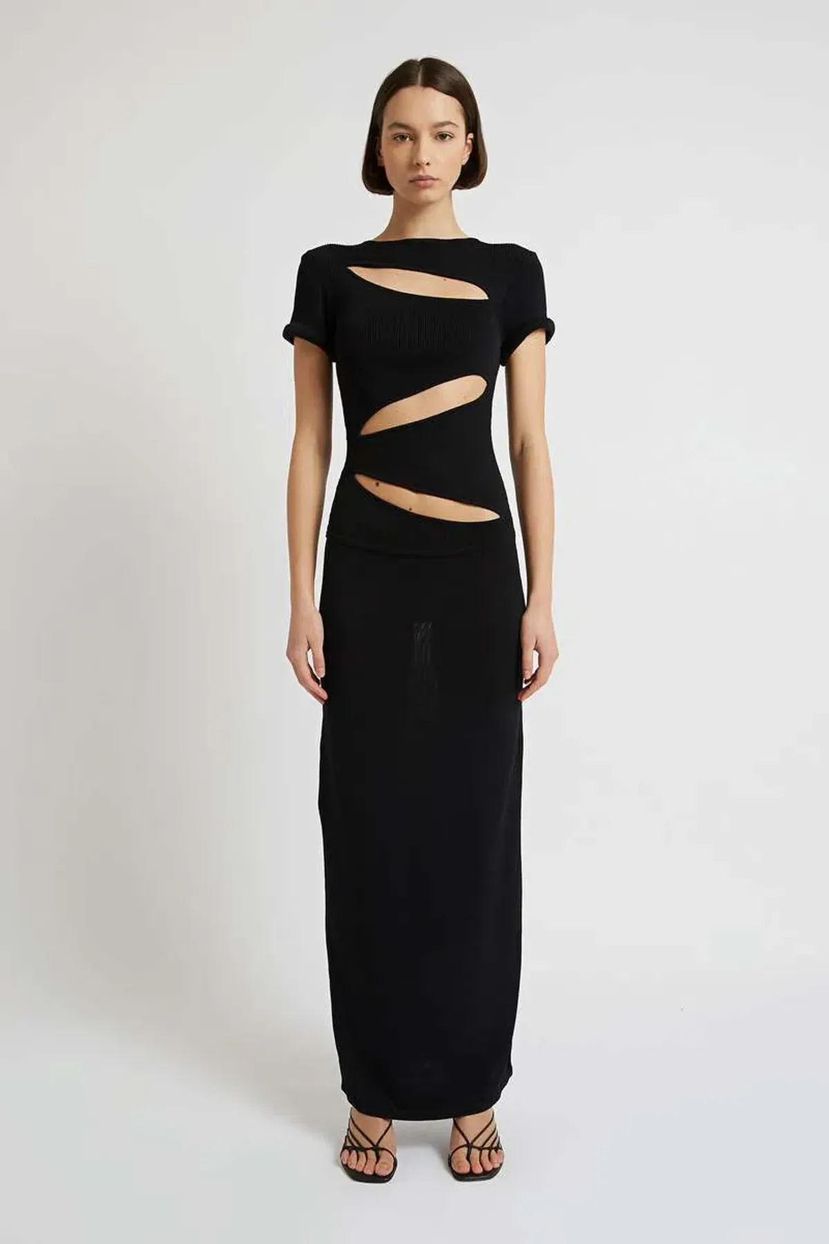 Christopher Esber Slashed Tie Tee Dress  Black Size L/Au 12 for rent on The Volte - main image