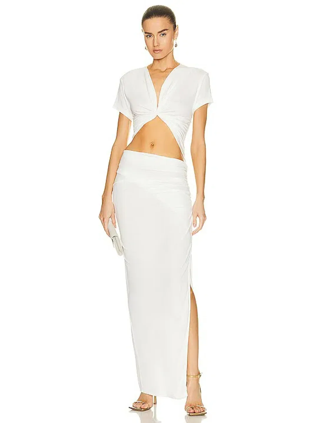 Christopher Esber  Twisted Draped Tee Dress White Size 12 AU for rent on The Volte - main image
