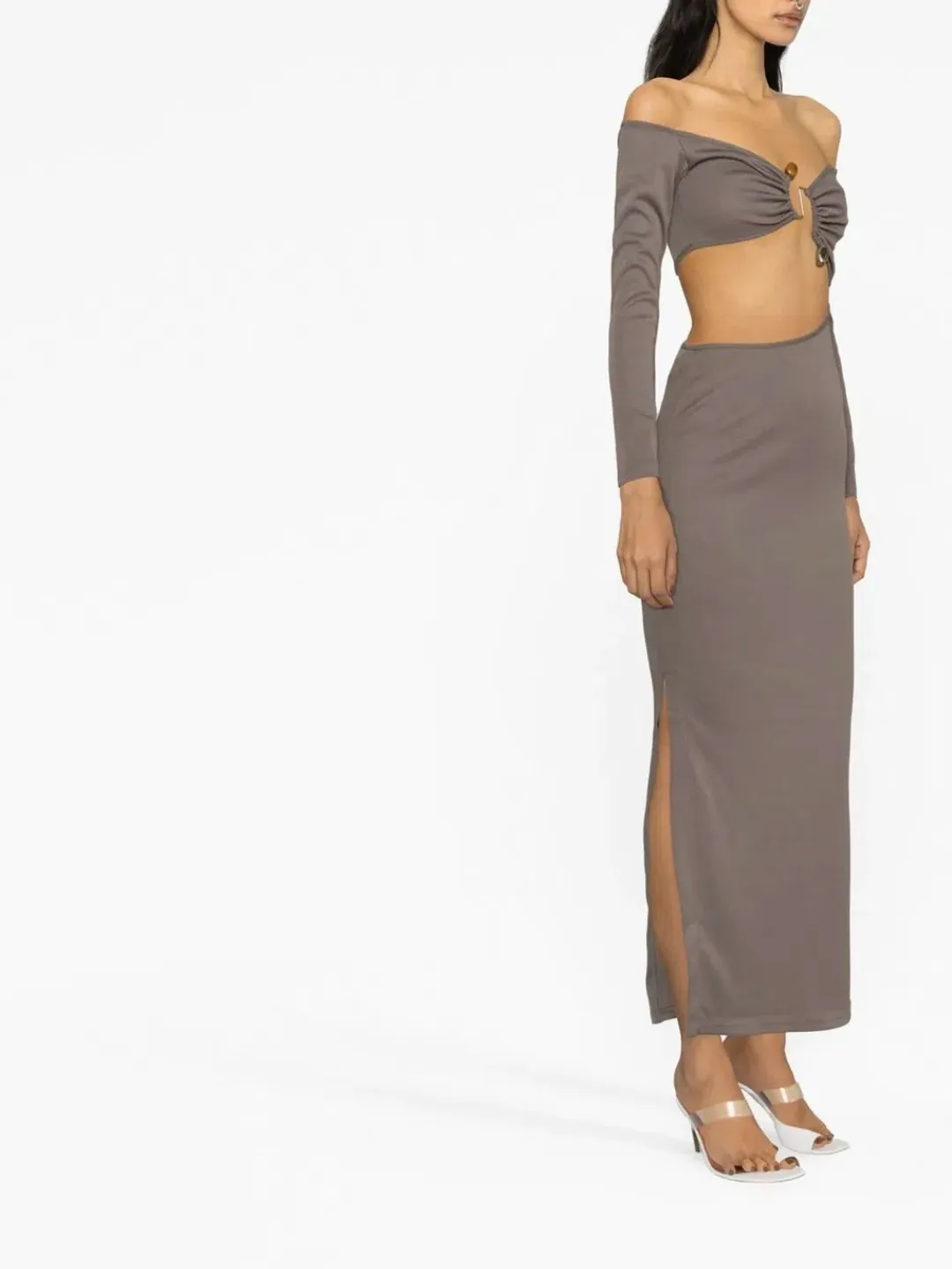 Christopher Esber Distort Quartz Shoulderless Dress Cinder Size 12 AU for rent on The Volte - main image