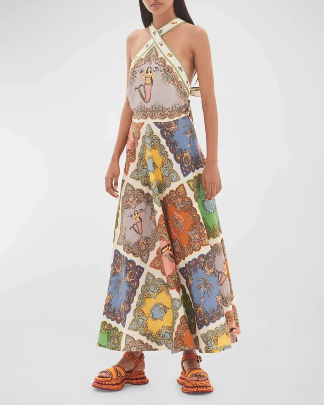 Alemais Trippy Troppo Halter Dress Multi Size 8 for rent on The Volte - main image