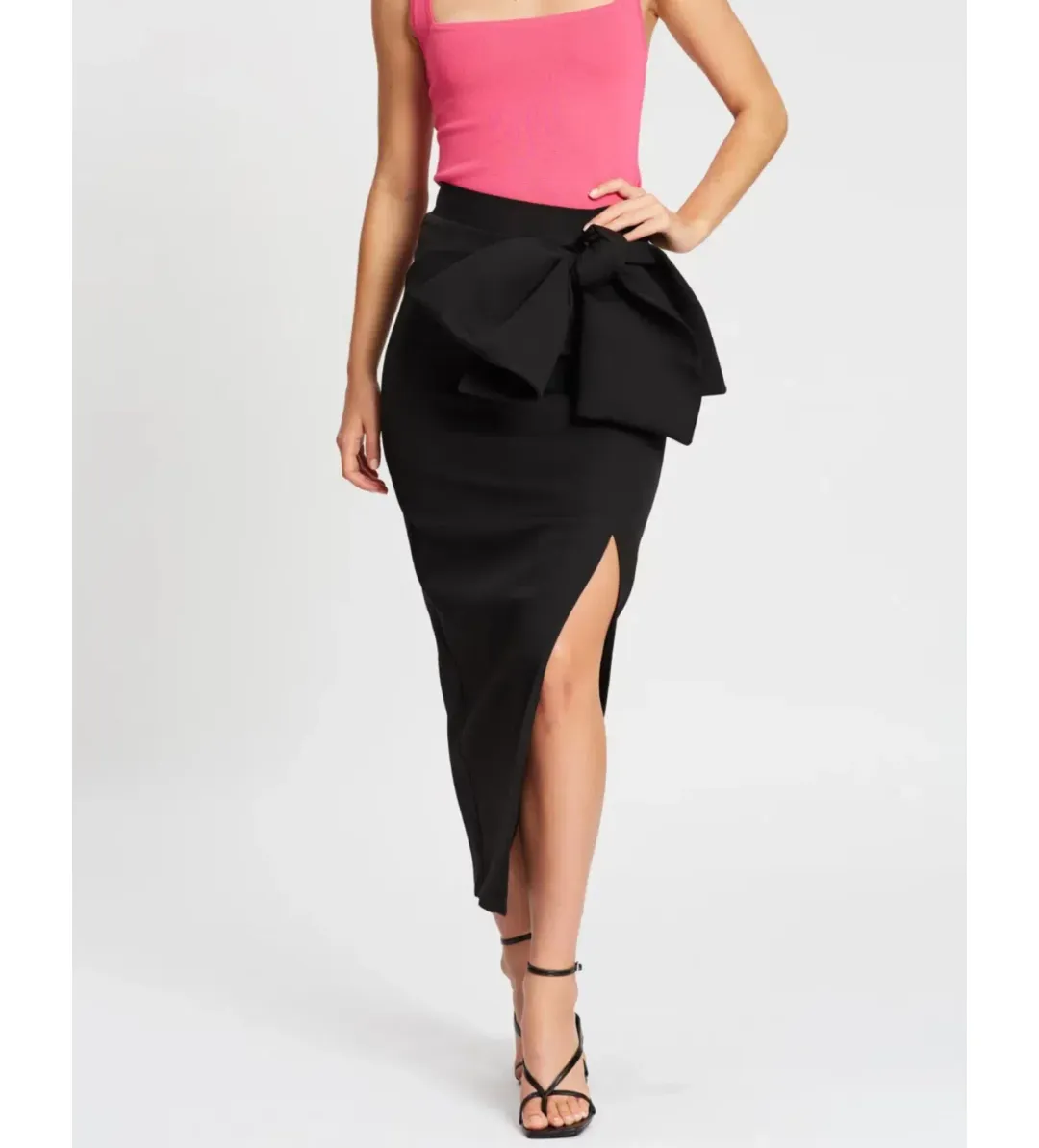 By Johnny Betina Bow Split Skirt Black Size 8  for rent on The Volte - main image