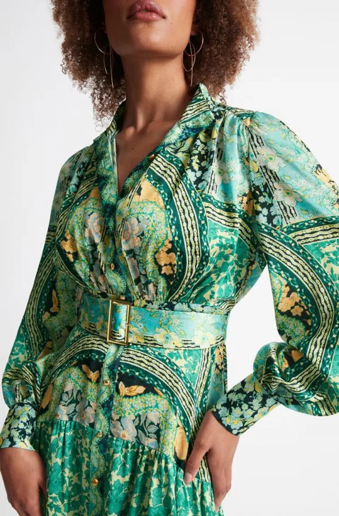 Sheike Georgia Shirt Dress Green Print Size 14 for rent on The Volte - main image