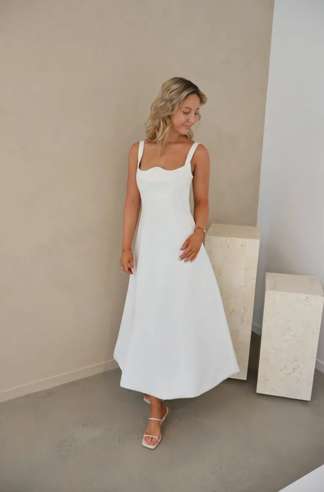 Leo Lin Odette Midi Dress Snow Size 8 for rent on The Volte - main image