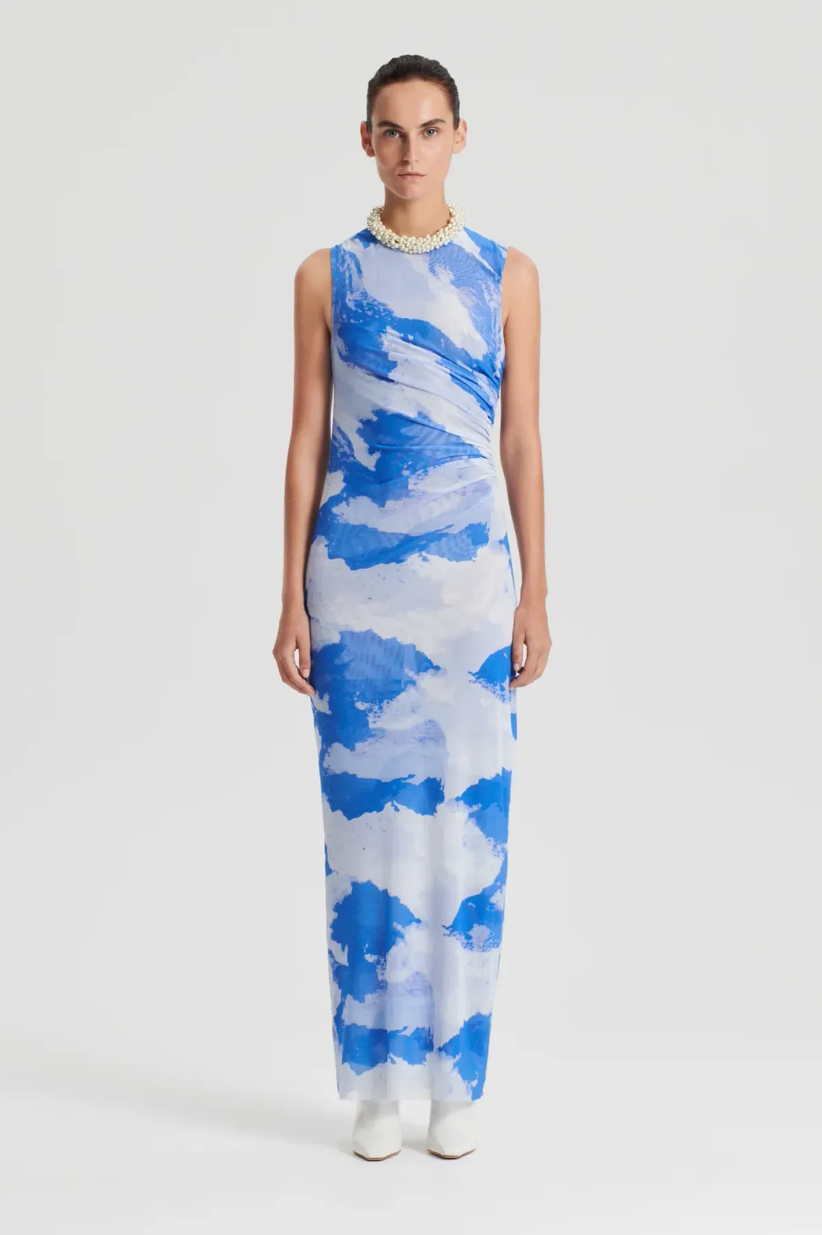 Scanlan Theodore Italian Cloud Print Dress in Blue Size 8 for rent on The Volte - main image