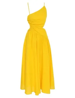 Zimmermann Ginger Asymmetric Midi Dress Marigold Size 0 / AU 8 for rent on The Volte - image 1
